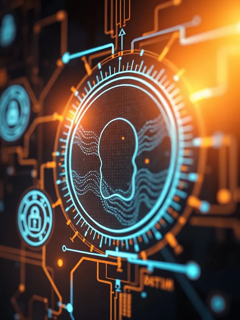 Abstract digital security visualization with biometric patte