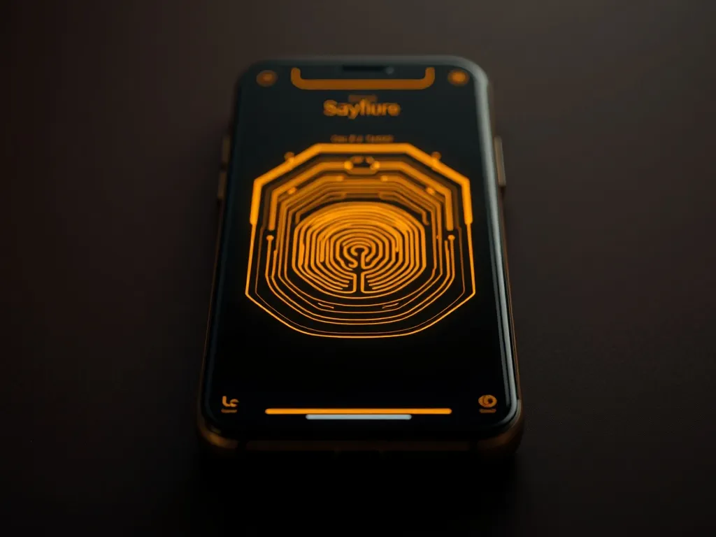 Close-up of a high-tech smartphone screen showing a biometri