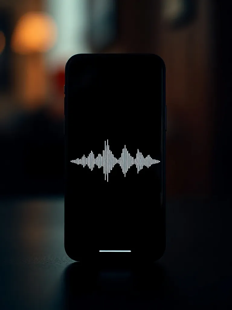 A minimalist smartphone showing sound frequency waves on a d