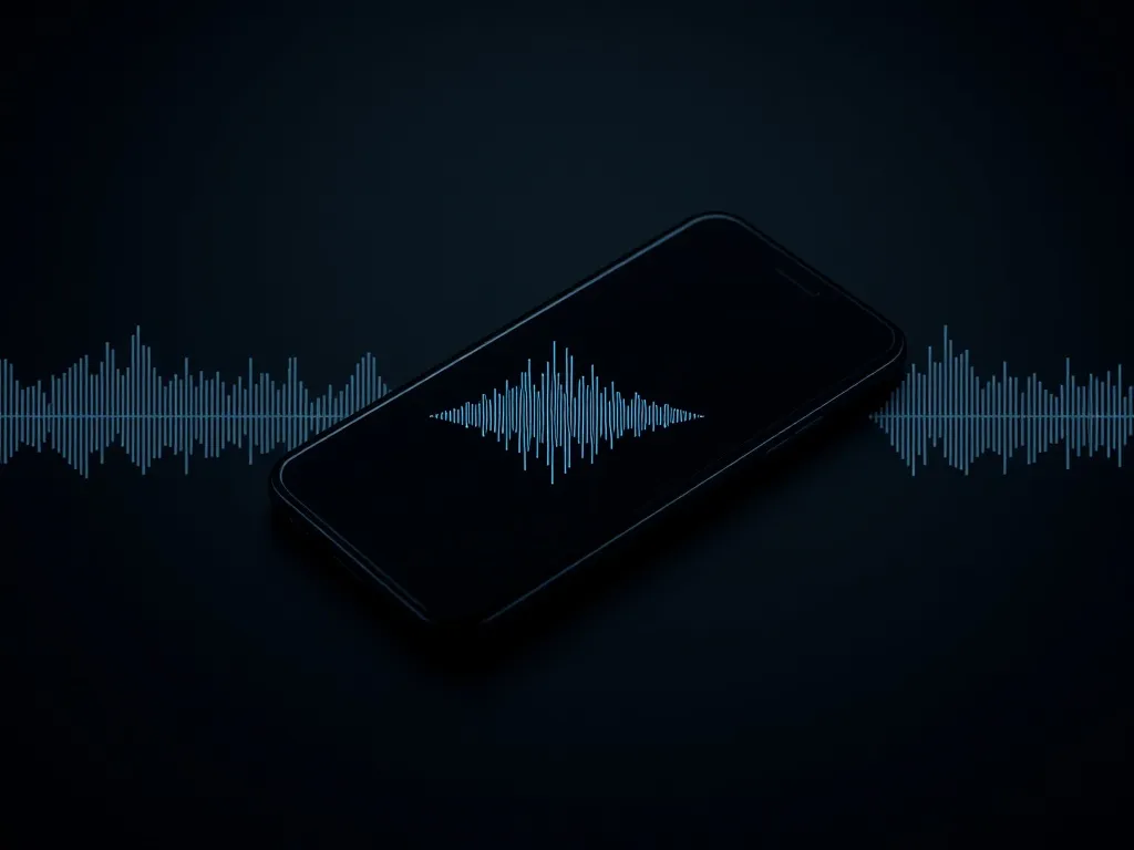 A technical visualization of sound waves and digital voice p